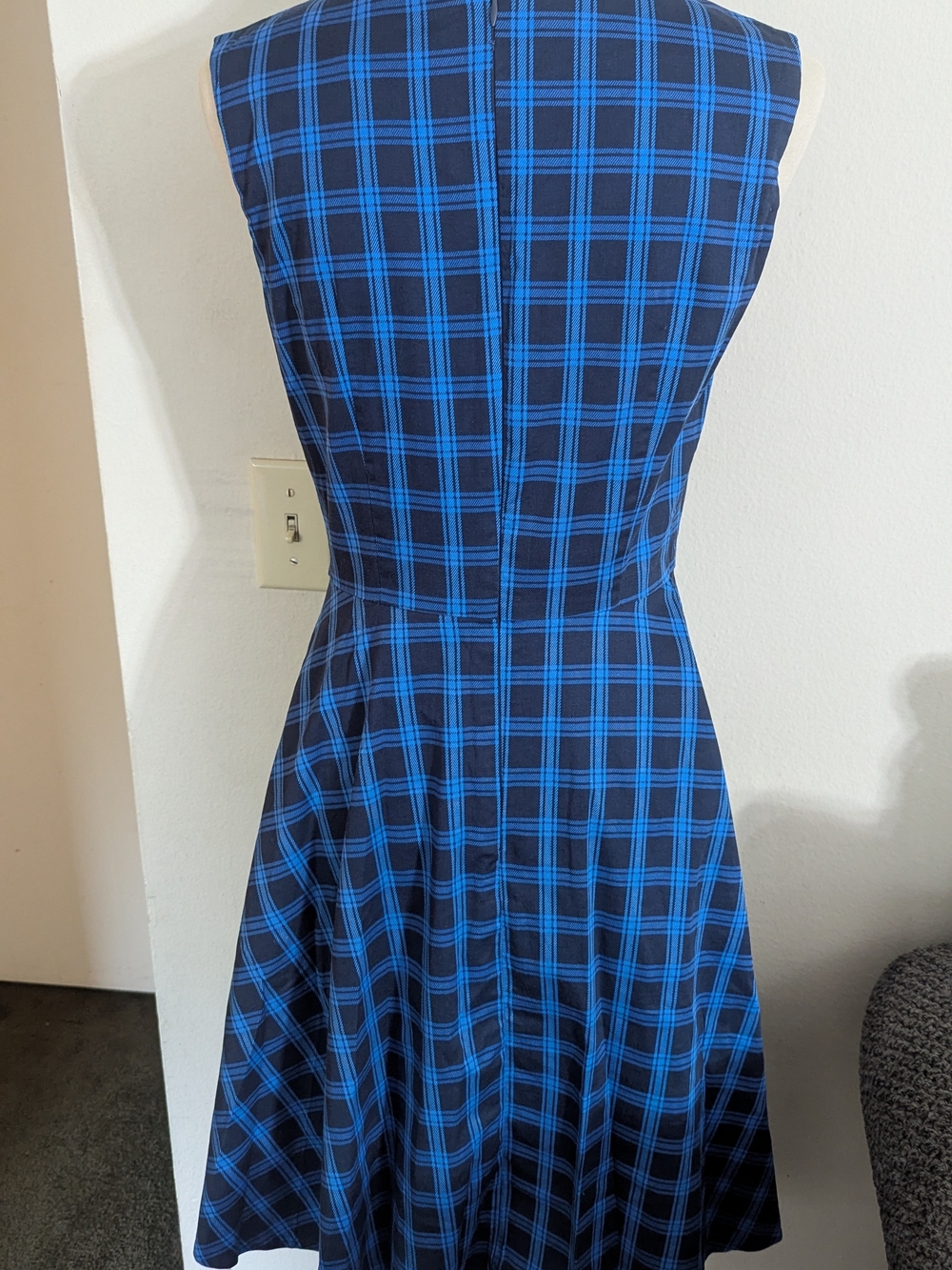 Hanpceirs Blue Plaid Vintage Style 1950s Swing Dress - Picture 3 of 10